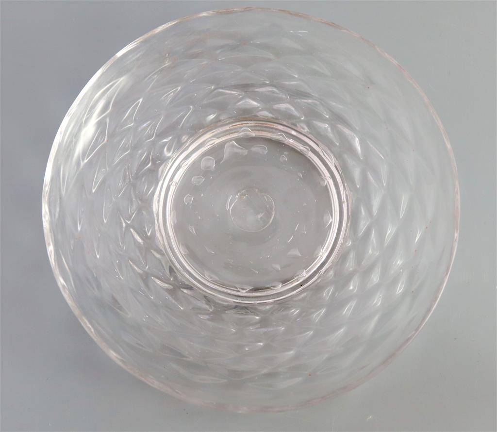 An unusual George II glass tea bowl and saucer, second quarter 18th century saucer 11.4cm diameter